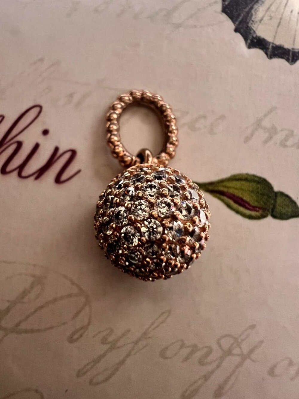 Authentic Pandora Rose Pave Ball Pendant #388686C01